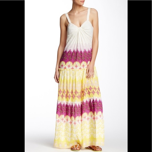 Diane Von Furstenberg Dresses & Skirts - DVF Maxi Dress Silk Pink Yellow Boho Summer Medium